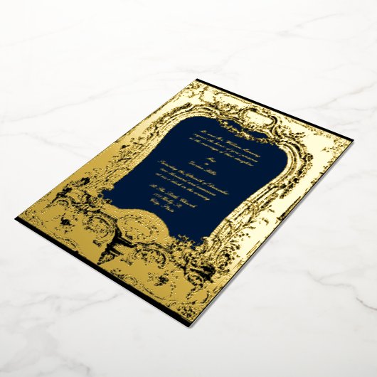 Floral, vruchten, vogelbarokje, Lijst bruiloft Folie Uitnodiging (Gedraaid)