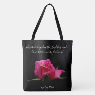 Floral w/Verse; rode rozenbloesem, psalm 118:24 Draagtas