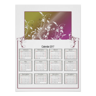 Floral Wall Calendar 2017 Poster Perfect Poster