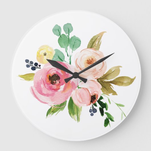 Floral Wall Clock Grote Klok (Voorkant)