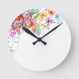 Floral Wall Clock Ronde Klok