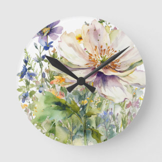 Floral Wall Clock Ronde Klok