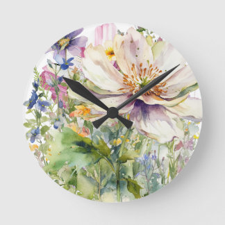 Floral Wall Clock Ronde Klok