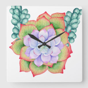Floral Wall Clock Vierkante Klok