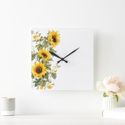 Floral Wall Clock Vierkante Klok (Huis)