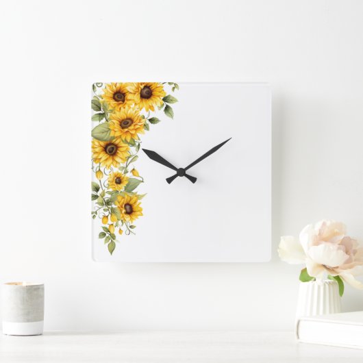 Floral Wall Clock Vierkante Klok (Huis)