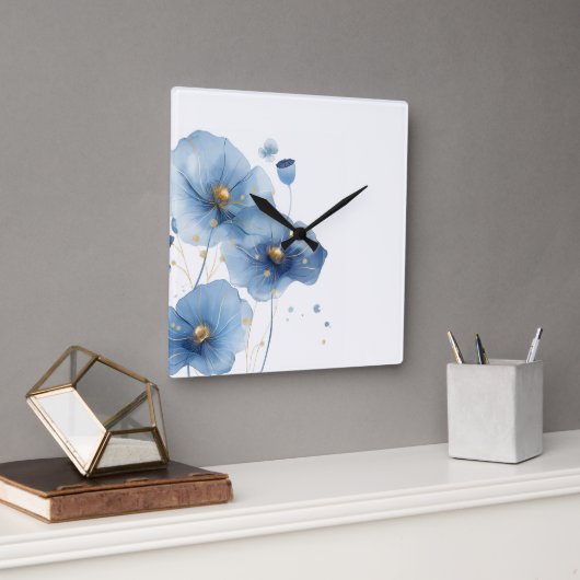 Floral Wall Clock Vierkante Klok (Kantoor)