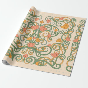 Floral wallpaper in art nouveau style, ill cadeaupapier