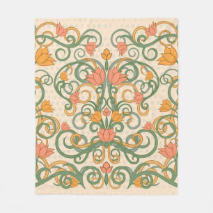 Floral wallpaper in art nouveau style,  ill fleece deken