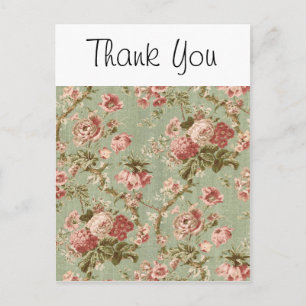  Floral Wallpaper, roze op groen Briefkaart