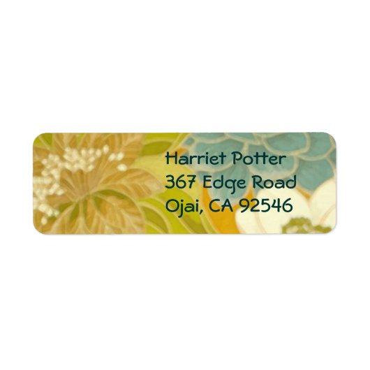  Floral Wallpaper, Turquoise Green & Brown Etiket (Voorkant)