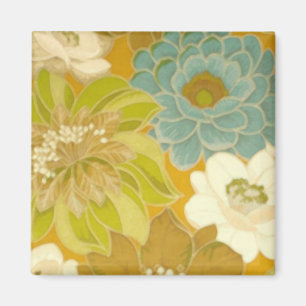  Floral Wallpaper, Turquoise Green & Brown Magneet