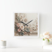 Floral wandklok vierkante klok (Huis)
