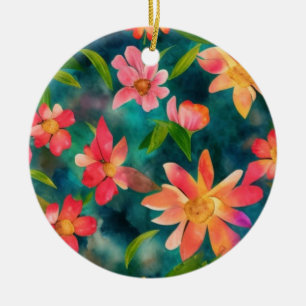 Floral Water Kleur Patroon Ontwerp Keramisch Ornament
