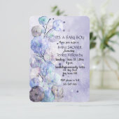 Floral Watercolor Baby Boy Shower Invitation (Debout devant)