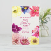 Floral Watercolor Birthday Invitation (Debout devant)