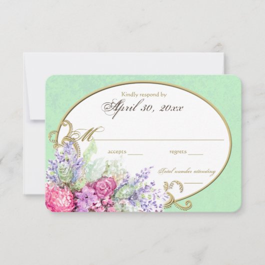 Floral Watercolor Bouquet Mariage Réponse (Devant)