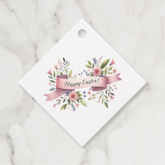 Floral Watercolor Easter Bedankjes Labels (Voorkant)