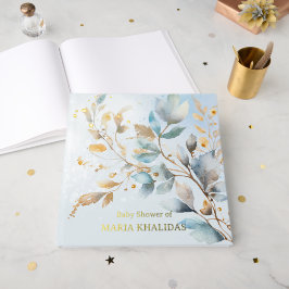 Floral Watercolor gold Baby Shower Gastenboek