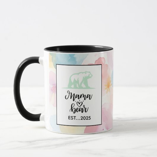 Floral Watercolor Mama Bear Mug Art (Gauche)