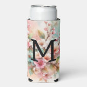 Floral watercolor monogram pink cherry blossoms (Seltzer Voorkant)