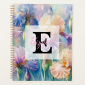 Floral watercolor monogram purple iris flowers (Devant)