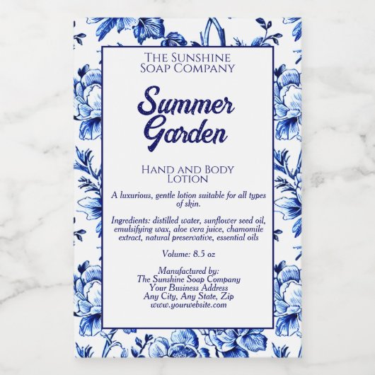 Floral waterdicht flesetiket voedselcontainer etiket (Enkel label)