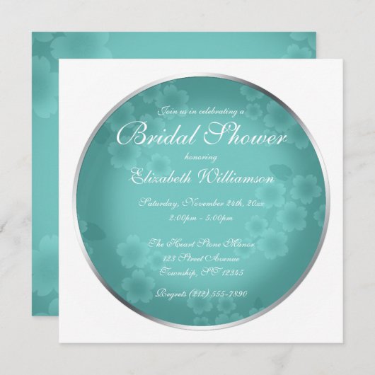 Floral Watermark Turquoise Vrijgezellenfeest Kaart (Voorkant / Achterkant)