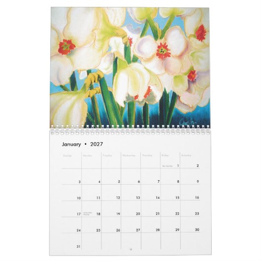 Floral Waterverf 2013 kalender (Jan 2027)
