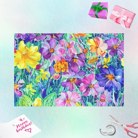 Floral Waterverf Artistic Decoupage waardig Tissuepapier