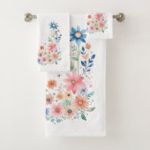 Floral-Waterverf Bad Handdoek (Insitu)