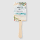 Floral Waterverf Beach Scene Summer Wedding Handwaaier (Voorkant)