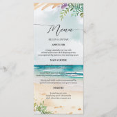 Floral Waterverf Beach Scene Summer Wedding Menu (Voorkant)