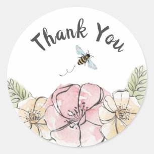 Floral Waterverf bedankt Ronde Sticker