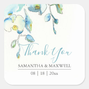 Floral Waterverf Blue Orchid Favor Stickers