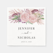 Floral Waterverf Blush Pink Wedding Servet (Voorkant)