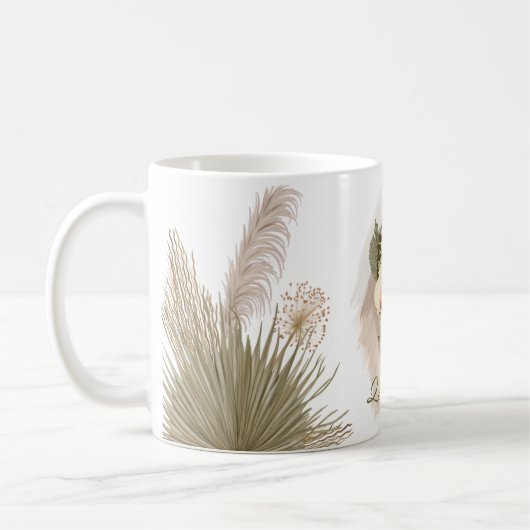 Floral Waterverf Boho Aangepaste Monogram Naam Koffiemok (Links)