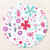 Floral Waterverf Boho Kartonnen Onderzetters (Voorkant)