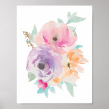 Floral Waterverf Bouquet Poster II