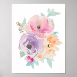 Floral Waterverf Bouquet Poster II