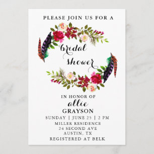 Floral Waterverf Bridal Shower Kaart