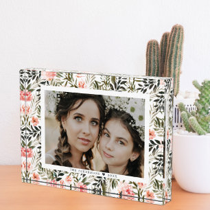 Floral Waterverf Bronze Coral Boho   Fotoblok