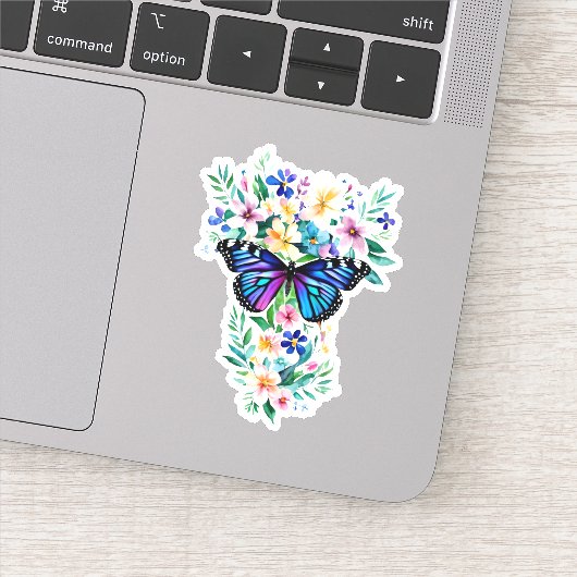 Floral Waterverf Butterfly Sticker (Detail)