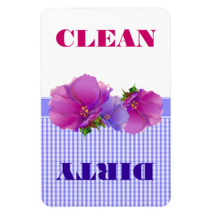 Floral Waterverf Clean of Dirty Dishwasmachine Magneet