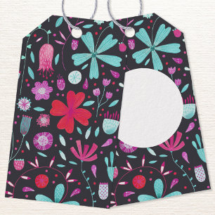 Floral Waterverf Dark Cadeaulabel