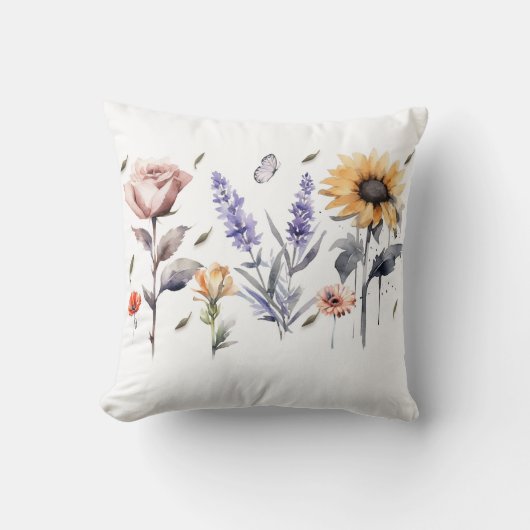 Floral Waterverf Design – Elegant en Artistic Gi Kussen (Voorkant)