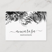 *~* Floral Waterverf Elegant Black Flowers Simple Visitekaartje (Voorkant)