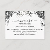 *~* Floral Waterverf Elegant Black Flowers Simple Visitekaartje (Achterkant)