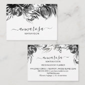 *~* Floral Waterverf Elegant Black Flowers Simple Visitekaartje (Voorkant / Achterkant)