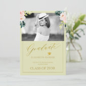 Floral waterverf elegant foto afstuderen aankondiging (Staand voorkant)